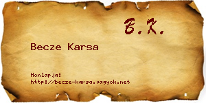 Becze Karsa névjegykártya